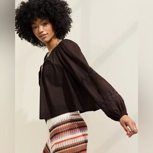 Aerie Long Sleeve Crochet Button Down Shirt Blouse Size XL